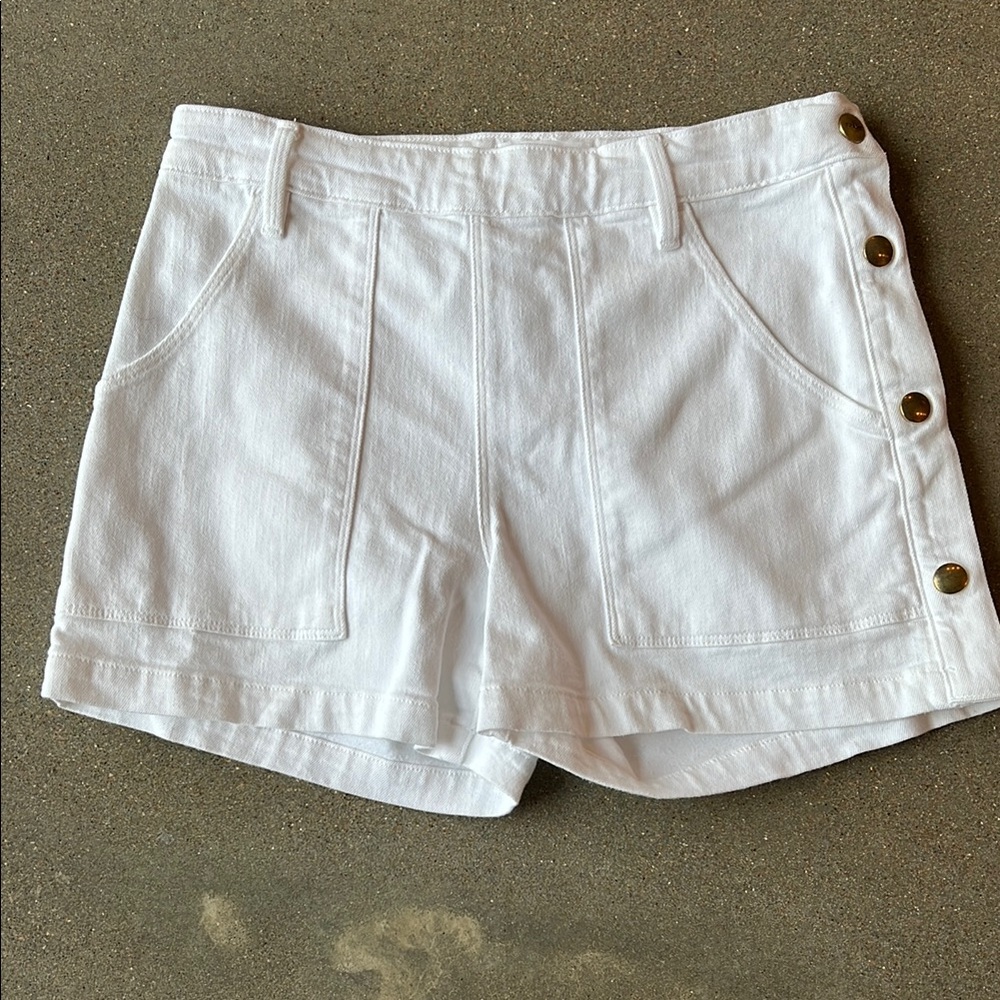 Frame White Button-Accent Women's Shorts